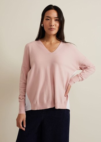 Phase Eight Kienna Woven Back Knitwear Pink Canada | VJEHAS-213